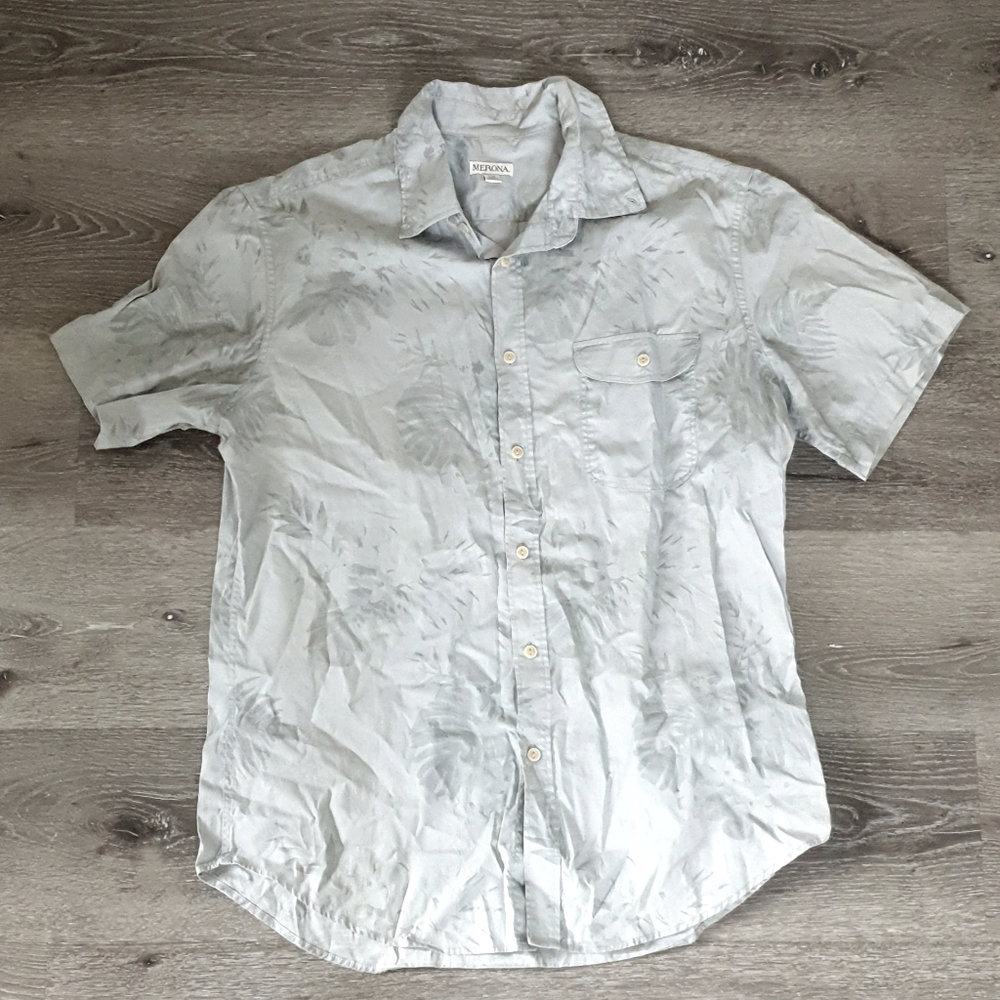 Grey tropical casual button down shirt